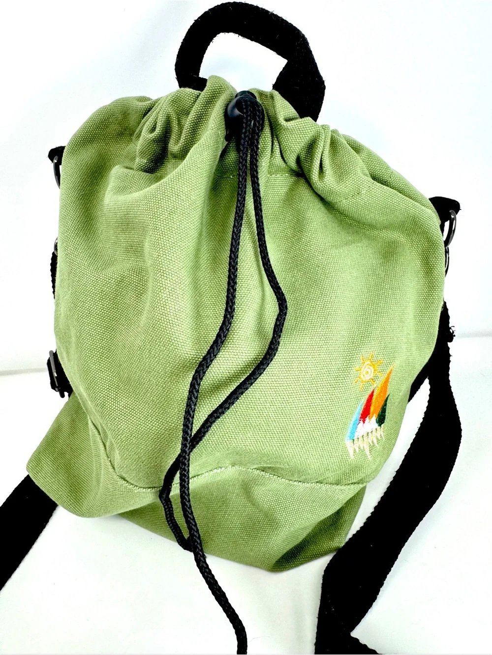 Togood Canvas Drawstring Bucket Crossbody Bag – Sage Green – Excellent Condition